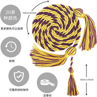 Cordon de remise de diplôme de 68 pouces avec pompons aux extrémités, pour cordons d'honneur tricolores pour cérémonie de remise de diplôme