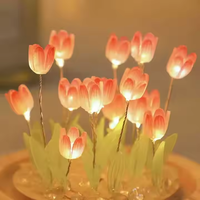 Lampe de nuit LED USB, faite à la main, moderne, en forme de tulipe, boule de verre, lampe en cristal décorative, mini 60 80 pour chambre à coucher, maison