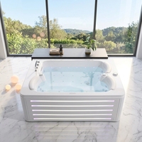 Impresionante Bañera Rectangular Independiente de 1.92m, con Luces LED de Colores, 3 Reposacabezas Confortables