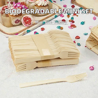 Ensemble de couverts jetables en bambou biodégradable et compostable à 100 %, mini-fourchette, couteau, cuillère à soupe pour les fêtes