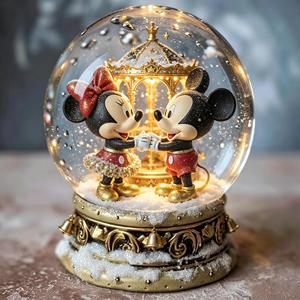 Figurine en résine, ornement de Noël de bureau, globe à neige de marque, <span class=keywords><strong>tour</strong></span> de conte de fées hivernal populaire, boule de neige en verre avec souris de <span class=keywords><strong>dessin</strong></span> <span class=keywords><strong>animé</strong></span> - Product Image 3