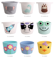 Panier de rangement en corde tissée 100% coton de haute qualité, multifonctionnel, écologique, en forme d'animal de dessin animé fait main, personnalisable