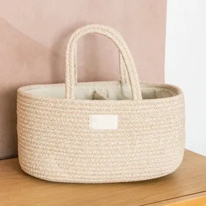 Cotton Rope Caddy Basket Baby Diaper Caddy Organizer Cotton Rope Baby Storage Basket With Divider Best Baby Shower Gifts