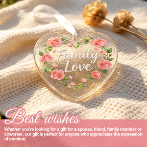 Plaque en verre personnalisée élégante avec motif floral, ornement en verre fusionné en forme de cœur, texte personnalisable, cadeau pour la fête des mères - Product Image 4