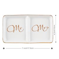 Bandeja de Cerámica Art Deco con Borde Dorado Personalizable, Plato Multifuncional Grabado para Guardar Joyas, Regalo de Boda