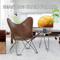 Fauteuil pouf moderne en cuir véritable IStapromo pour adolescents et enfants, idéal pour le salon, la chambre et le bureau