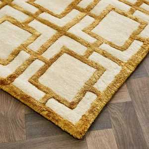 Tapis décoratif durable en laine tuftée à la main texturé à la main avec boucle en viscose et antidérapant lavable pour les maisons élégantes - Product Image 4