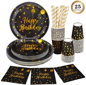 Microstar serve 25 persone festa di compleanno piatti di carta e tazze e tovaglioli per festa di compleanno set stoviglie usa e getta stoviglie - Product Image 3