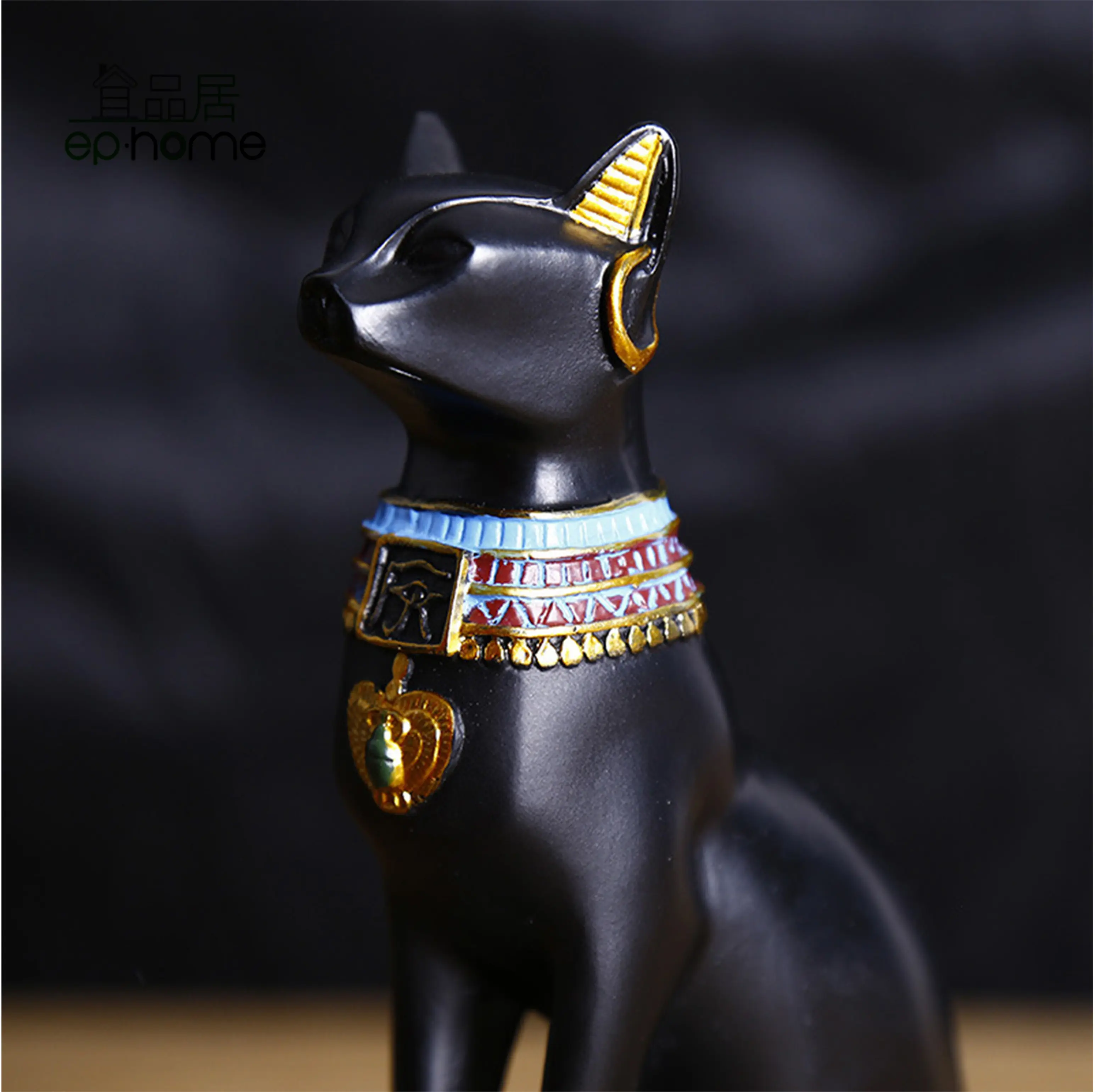 Egipcio estatua de decoración gato negro sostenedor de vela de bastet estatua de gato egipcio pared arte diosa estatua egipcia vela de Altar