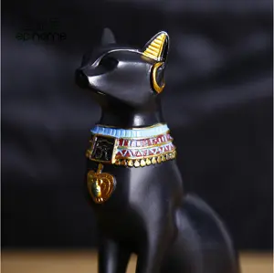 Статуя черного Свеча-кошка с египетским декором, статуя кота, египетская стена, статуэтку богини, египетская алтарная свеча