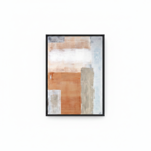 Geometric Abstract Canvas Print: Terracotta & Blue Minimalist Wall Art,<b>BLACK</b> <b>FRAMED</b> CANVAS - Product Image 2