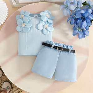 Nouvelle Collection Été 2026 : Ensemble 3 Pièces <span class=keywords><strong>Fille</strong></span> (0-3 <span class=keywords><strong>Ans</strong></span>) – Haut Floral Sans Manches + Short Ceinturé - Product Image 6