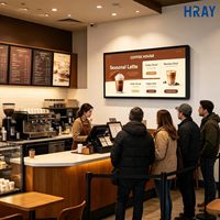 Écran mural HRAY 49 pouces à cadre en aluminium étroit, 1 Go 16 Go de stockage pour menu de café, diffusion d'informations, prise en charge OEM ODM