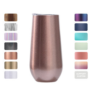 แก้วแชมเปญสแตนเลสสองชั้นขนาด 6 ออนซ์ สีโรสโกลด์ ไม่มีก้าน แบบเก็บความเย็น - Product Image 2