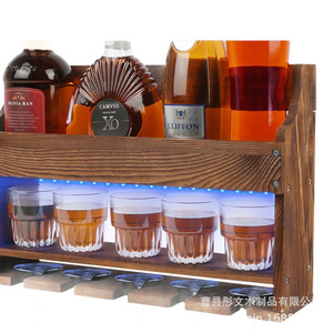 Wall Mounted Wooden Wine Rack 43x30x10.5cm 2 Tier Display Storage <b>Shelf</b> For Home <b>Bar</b> - Product Image 2