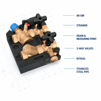 Pour vanne de régulation indépendante de la pression AB-QM, kit de raccordement flexible DN15 DN20 PN25 pour unité de ventilo-convecteur, équilibrage hydronique de chauffage