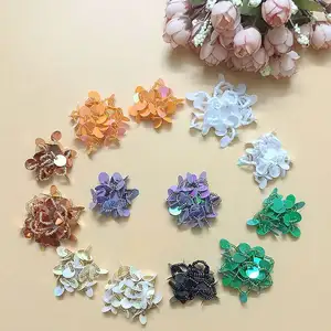 Handmade đính cườm hoa vải quần áo giày vớ trang trí vá đề can phụ kiện DIY Rose Red Rhinestone tim hạt