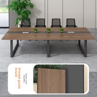 Table de conférence commerciale Shengli en MDF avec boîte à câbles - Design moderne et minimaliste, 12 places, pieds en métal pour salles de conférence de bureau