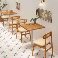 Ensemble table et chaises en bois massif de style japonais, structure métallique, mobilier de restaurant pour cafés commerciaux, boulangeries, restaurants de desserts
