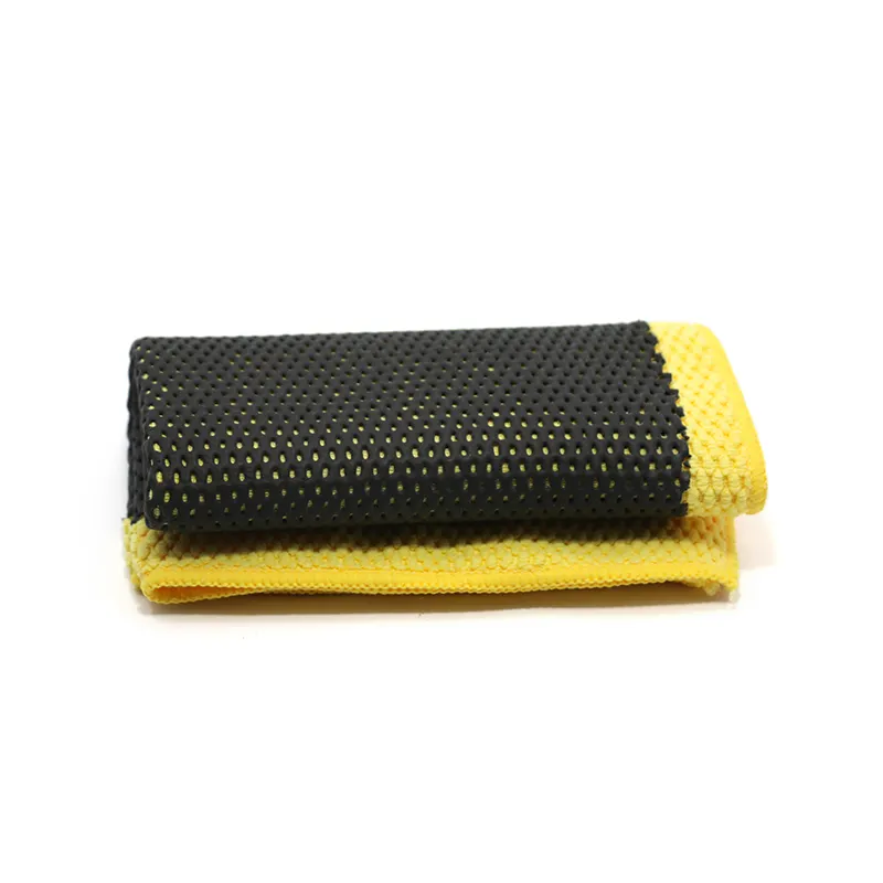 Car Care Wash Clothes Magic Clay Bar Towel Microfiber 3.0 Upgraded Mesh Clay Towel Car Washing Clay Towel-Yellow