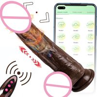 Realistischer Silikon-Vibrator für Frauen - App-Fernbedienung Vibrator mit Wärmefunktion Teleskopischer Stoßmechanismus Künstlicher Penis
