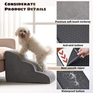 Kingtale-Cama con rampa, funda impermeable para sofá en L, cama elevada para perros con estampado de lados, escaleras para mascotas, escalera de escalada para mascotas, lavado mecánico - Product Image 4