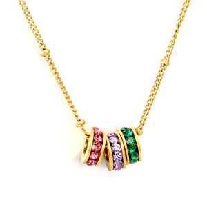 Collar de círculo con diamantes de colores de estilo europeo, colgante de acero inoxidable para mujer, uso diario - Product Image 3