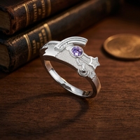 Bague Éternité en Laiton Plaqué Argent, Tendance, Thème Anime, Cadeau de Fiançailles et de Fête, Bijou Unisexe