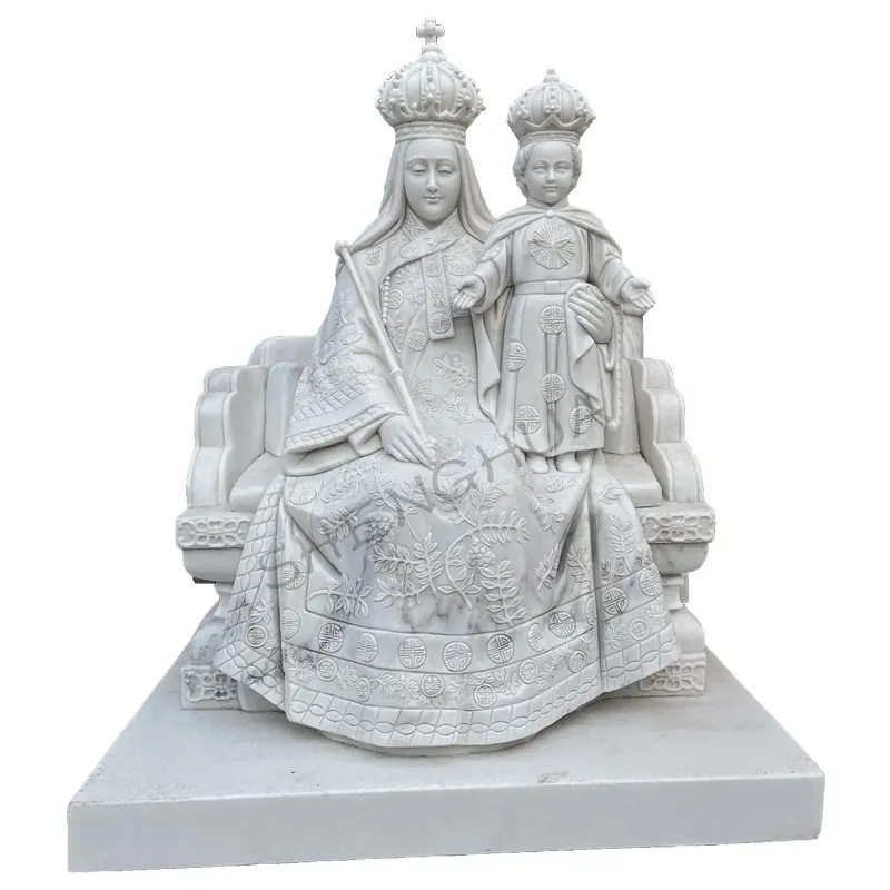 Estatua de mármol Natural para iglesia de HEBEI, estatua de piedra de la Virgen María, diosa de Fátima, color blanco, tamaño personalizado