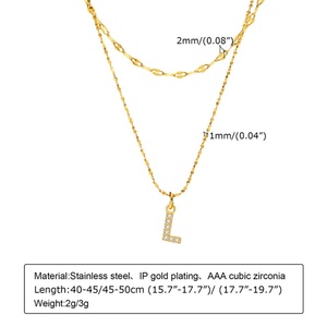 Custom Personalized Jewelry <b>Necklace</b> 26 Letter Zircon Pendant Charm <b>Necklace</b> - Product Image 3