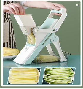 Coupe-légumes 5 en 1, mandoline, trancheuse manuelle, hachoir à aliments, trancheuse à fruits, pommes de terre, concombres, carottes, viande, râpe, trancheuse sécurisée - Product Image 4