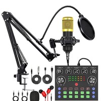 Kit d'enregistrement et de streaming pour podcast avec microphone BM800, interface audio V8S, bras articulé et filtre anti-pop pour PC et téléphone