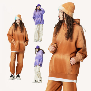 H5440 Hot Sales New Design Wholesale Custom 380 Gsm Cotton <b>Blends</b> Monkey Washed Hoodies Oversized Unisex Hoodies - Product Image 3