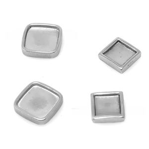 50 unids/lote de acero inoxidable 8-10mm cuadrado en blanco bisel colgante Base bandeja para DIY joyería cabujón ajustes o esmalte aceite goteo - Product Image 5