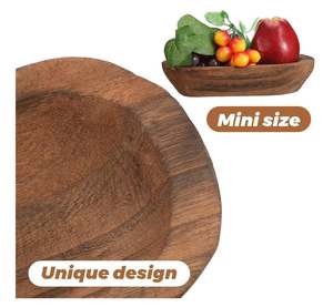 15 pièces bol à pâte en bois décor rustique bols à pâte en bois vintage sculptés à la main paulownia pour la maison ferme à manger bougies Fruits - Product Image 5