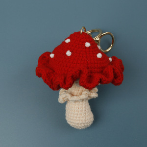 Cute <b>Handmade</b> Crochet 3D Mushroom Keychain Yarn Woven Amigurumi Vegetable <b>Doll</b> Bag Charm Pendant Gift Wholesale - Product Image 5
