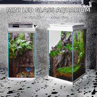 Aquarium miniature écologique en verre carré de 35 L avec éclairage LED, filtre et pompe, 220 V, pour table de salon intérieure, cuisine extérieure, intelligent