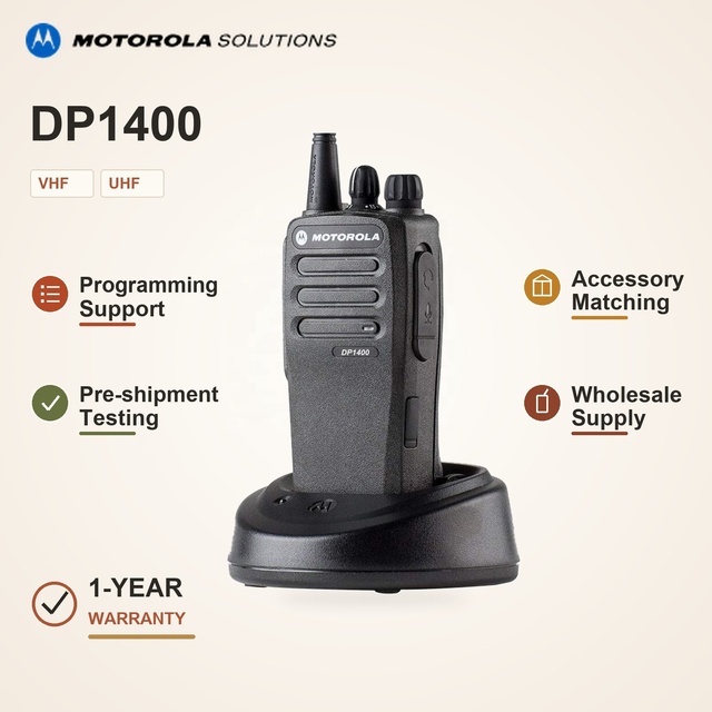Motorola DP1400 Digital Two Way Radio VHF or UHF Single Band 32 Channels IP54 for Logistics Facility and Business Communication