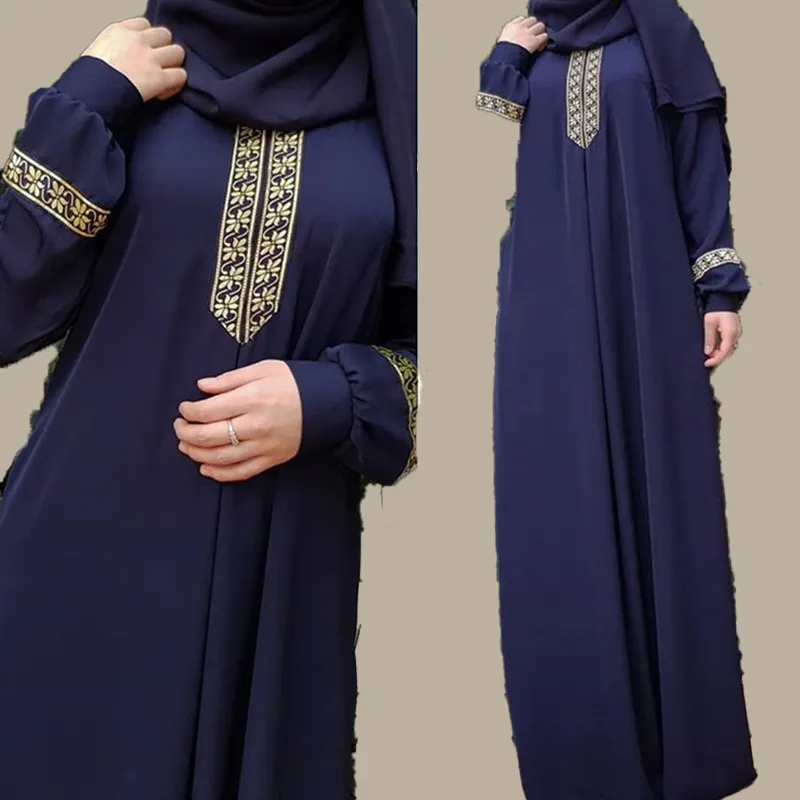 2024 yeni varış etnik stil kadın elbise Abaya Dubai islam giyim boyutu büyük gevşek dokuma kemer uzun elbise