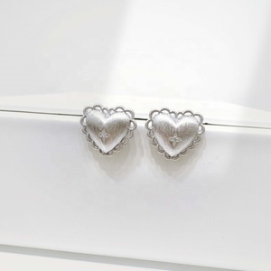 custom plata 925 <b>silver</b> <b>small</b> fine <b>stud</b> earring bulk two tone gold plated zircon dainty summer classic heart earrings for women - Product Image 2