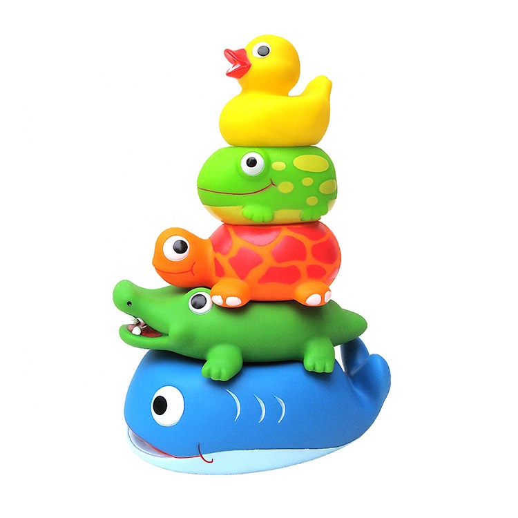 Wholesale Other Toys Kid Water Squirter Bath Toy Animal Stacking Educational Infant Baby Bathtub Bathroom Time Shower Squirt Toy