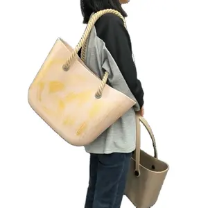 Tas dompet wanita, tas handuk pantai kebugaran renang, tas Tote keranjang karet tahan air dengan lubang untuk wanita