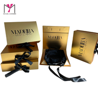 Boîte à perruque fantaisie mate avec logo personnalisé MUYANG, emballage de luxe noir pour extensions de cheveux, boîte cadeau en soie