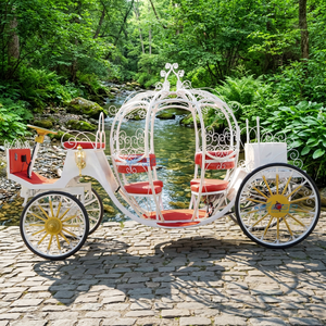Chariot de Mariée Blanche de Contes de Fées, Thème Cendrillon Fantaisie, Chariot à Chevaux Citrouille pour Entrée de la Mariée à Vendre - Product Image 1