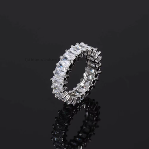 Hip Hop 6mm Single Row T Square Zircon <b>Ring</b>, Real Gold Electroplating Personalized Design Hiphop Male and Female <b>Couples</b> <b>Ring</b> - Product Image 5
