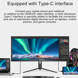 OEM 40 Inch Curved 21:9 IPS Gaming <b>Monitor</b> 2K 200Hz FreeSync with HDR Anti-Blue Light DP for Desktop - Product Image 3