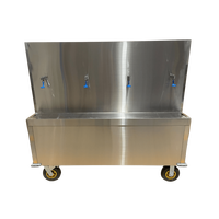 Station d'hydratation mobile en acier inoxydable, distributeur d'eau portable pour événements en plein air, chariot avec roues et robinets multiples