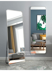 Hiện đại giá rẻ 50x170 <span class=keywords><strong>cm</strong></span> Chiều dài đầy đủ sàn gương với đứng vàng đen chải khung nhôm đứng gương - Product Image 6