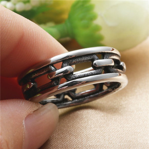 yunnique <b>Titanium</b> Steel Hollow <b>Ring</b> Retro Geometric Men's Punk Fashion Jewelry Gift - Product Image 4
