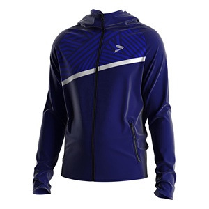 Chaqueta cortavientos con capucha para hombre resistente al viento con cremallera completa y dobladillo plano moderno para uso al aire libre e informal - Product Image 1